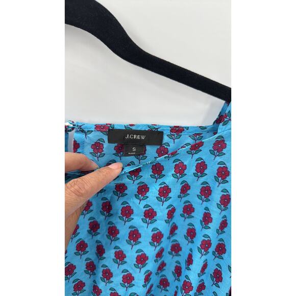 J. Crew Dolman Sleeve Mini Dress Blue Pink Cotton pockets size S festival - Picture 4 of 7